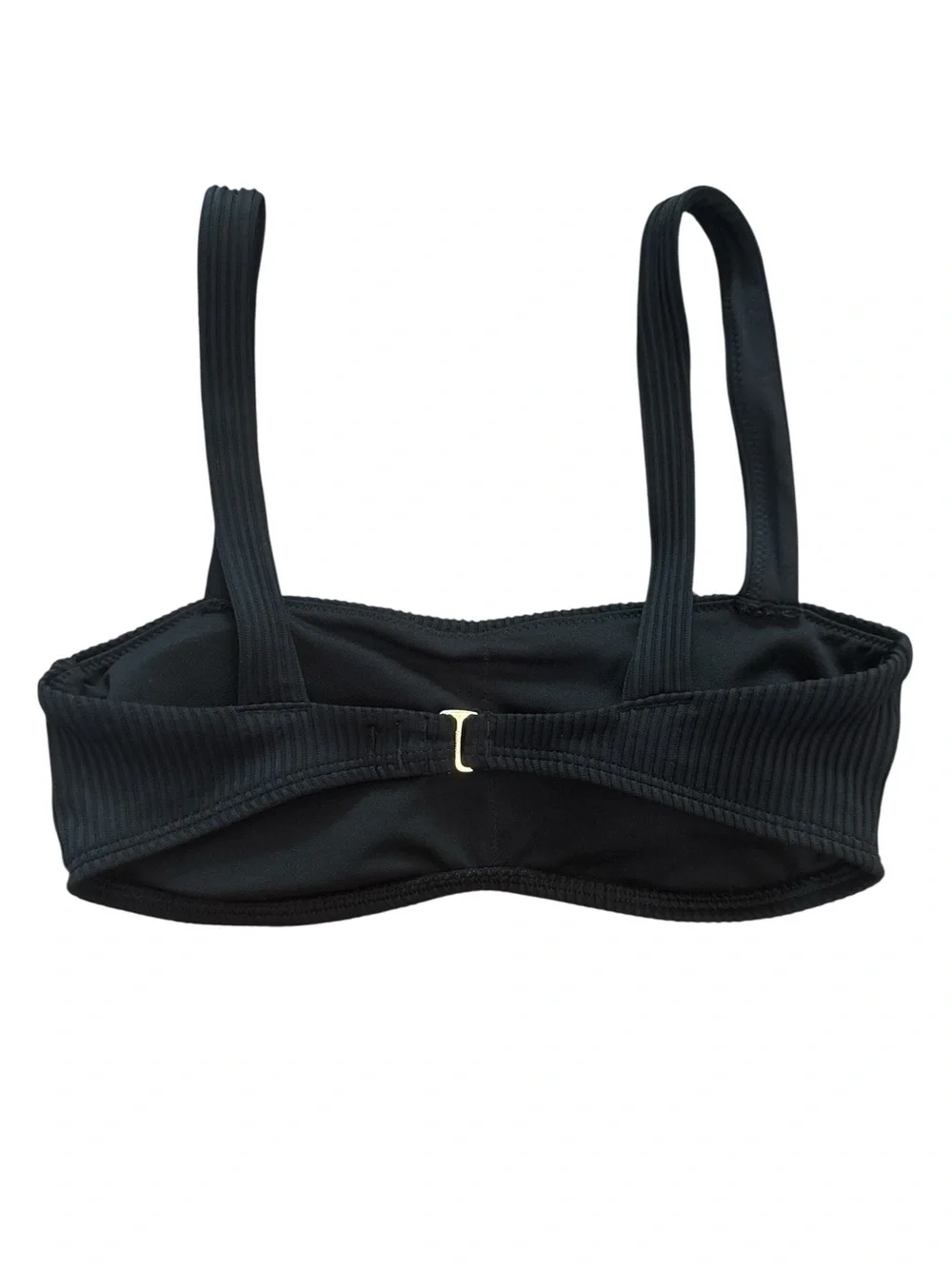 Hollister Black Ribbed Bandeau Bikini Bralette with Straps Size Small Resortwear